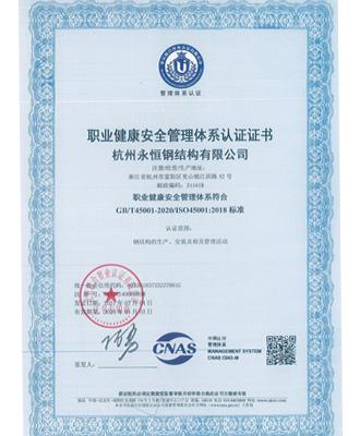 職業(yè)健康安全管理(lǐ)體(tǐ)系認證證書(shū)